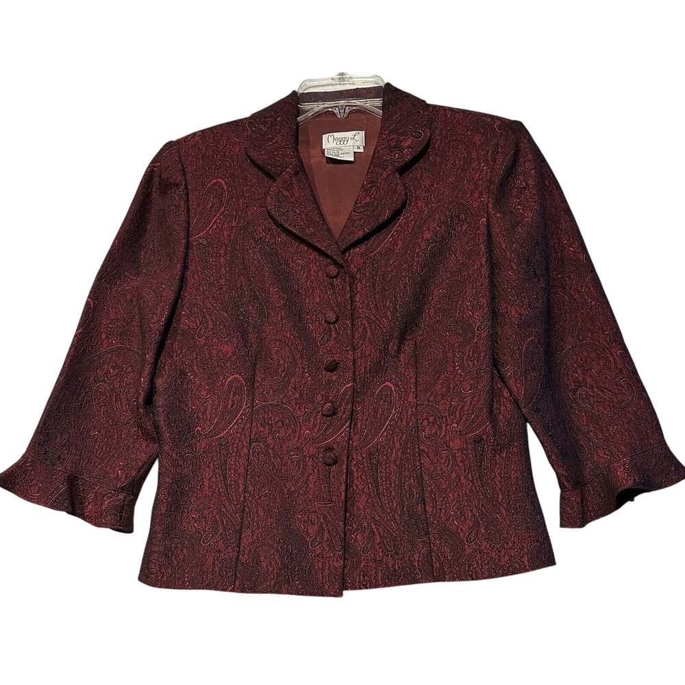 Maggy L Paisley Blazer - Size 8 - Red Business Casual Vintage Career romantic